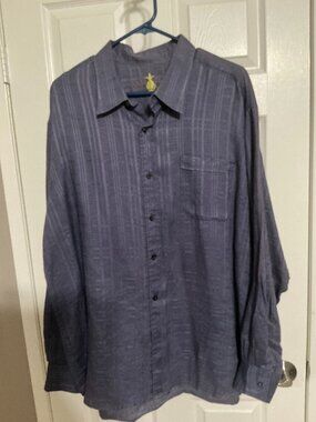 Tommy Bahama Men’s XL Blue/Purple/Gray Tonal Plaid Long Sleeve Button-Down Shirt